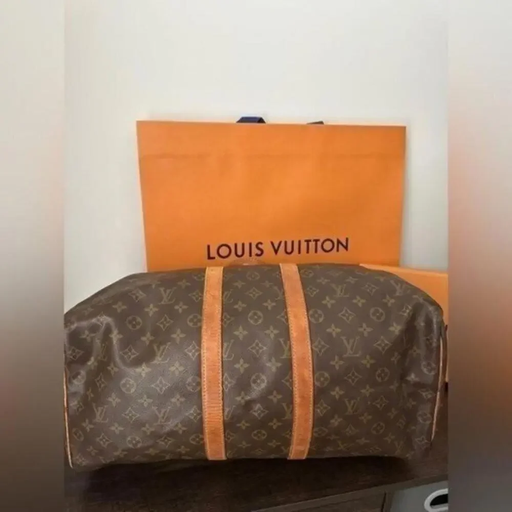 Louis Vuitton Monogram Keepall 50 Boston Duffle w/ Lock, Luggage Tag & Dust Bag
